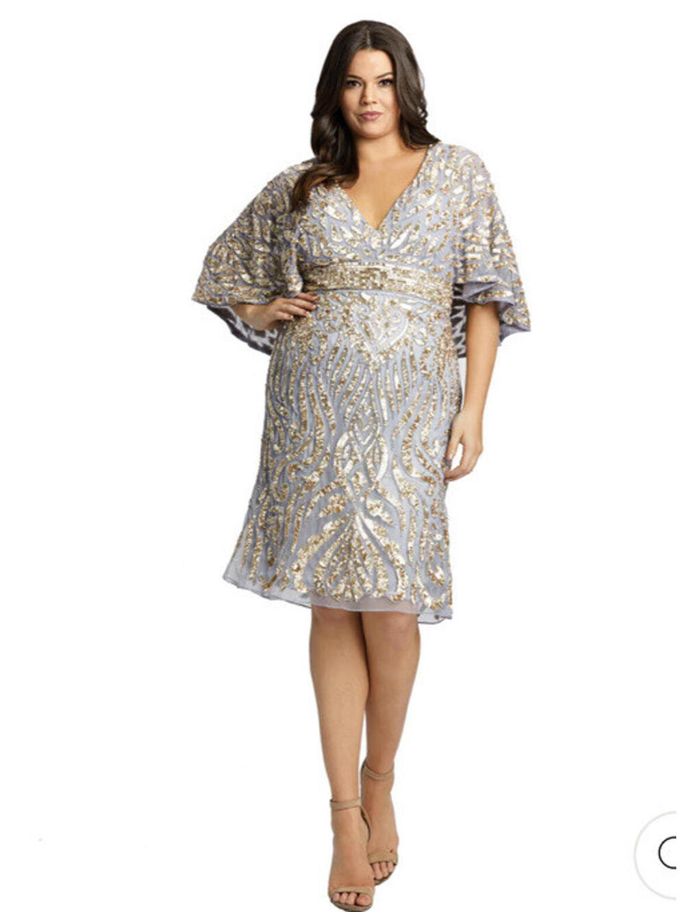 MAC DUGGAL Embellished Cape Sleeve Cocktail Dress Size 14-16